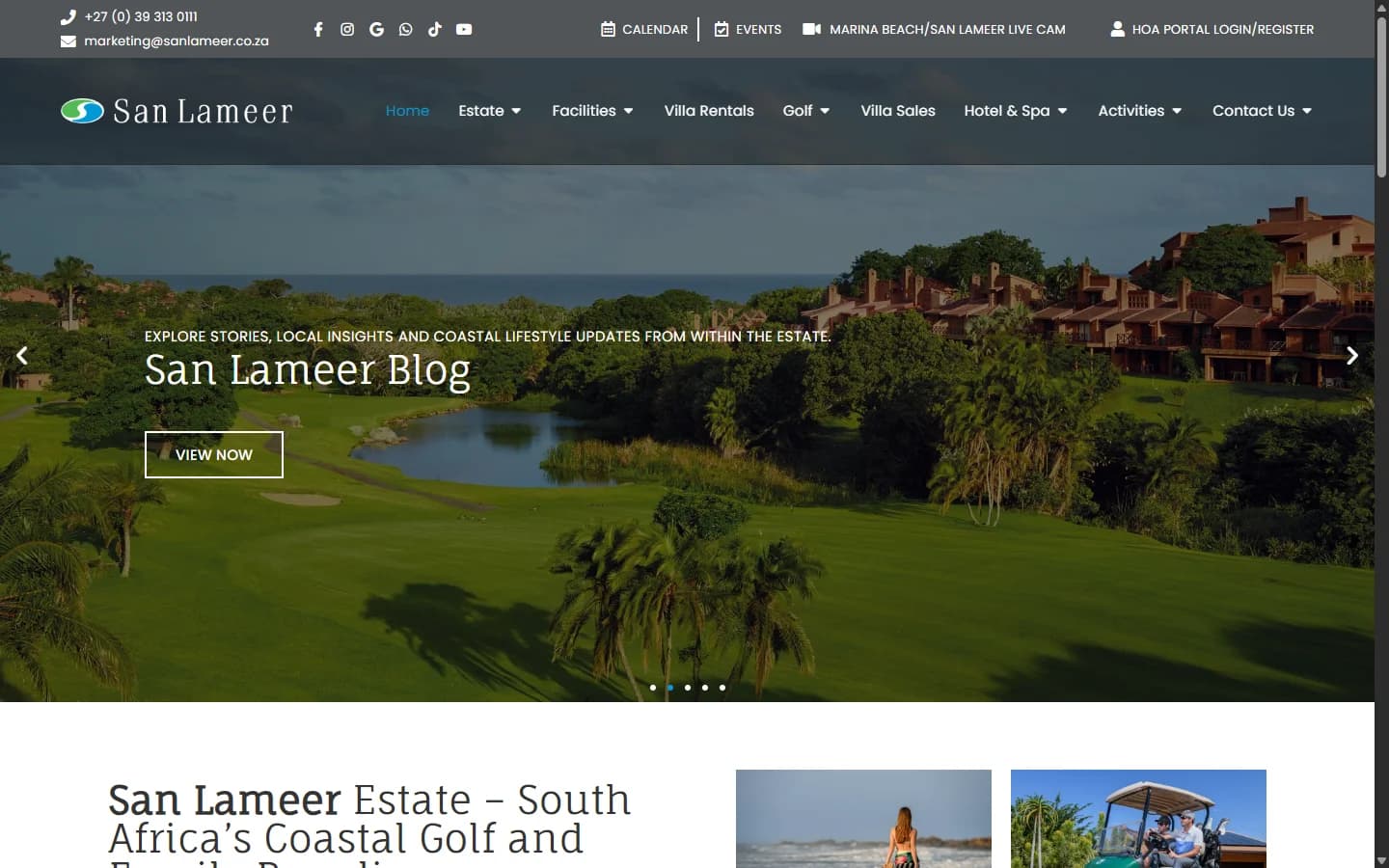 San Lameer Estate website screenshot