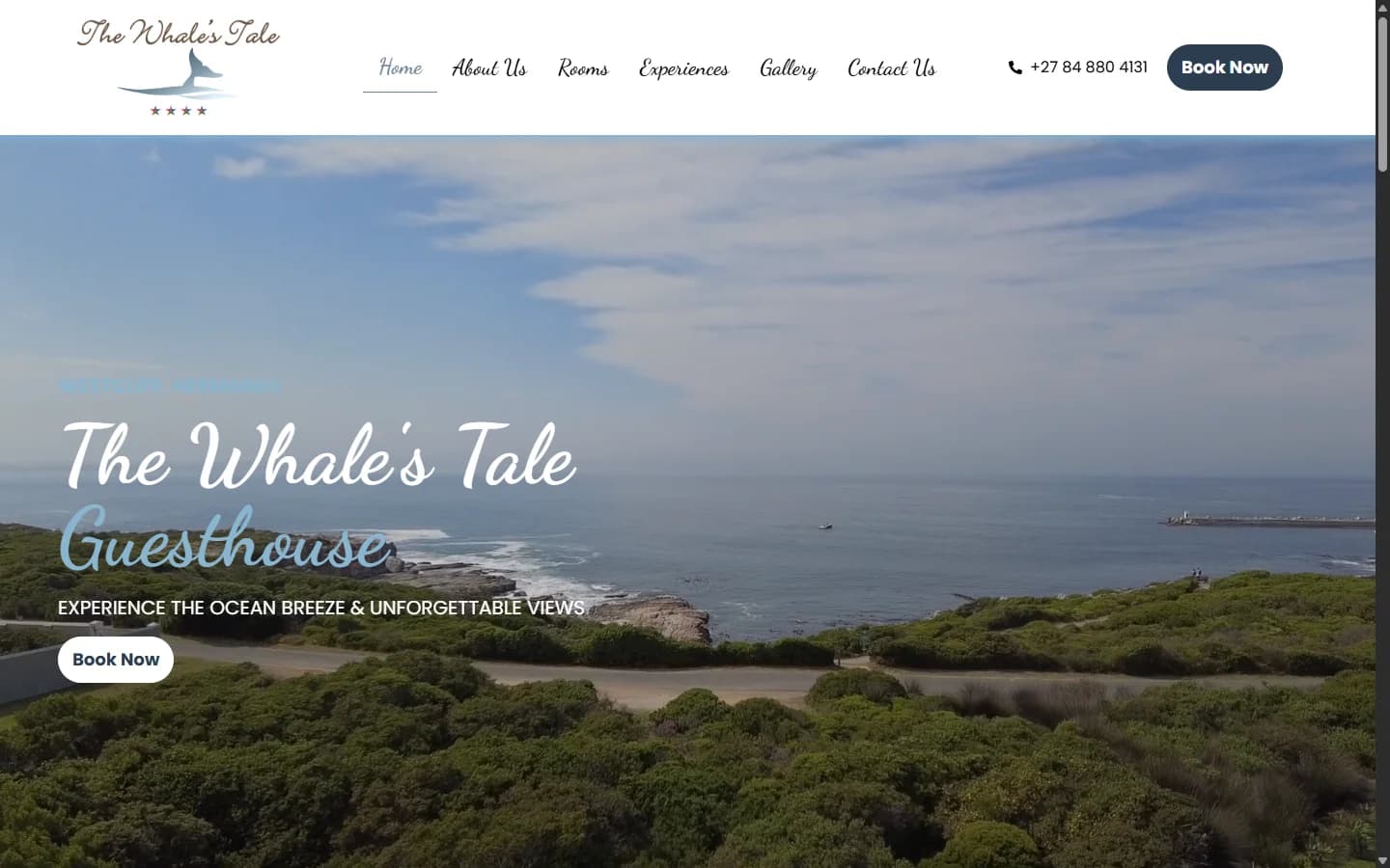 The Whale's Tale Guesthouse website screenshot